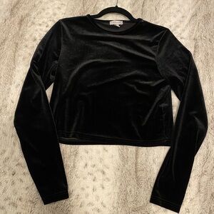 Topshop Black Velvet Long Sleeve Top